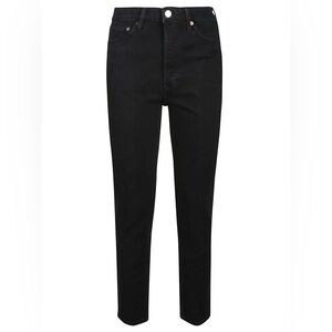 RE/DONE High-Rise Ankle Crop Straight Jeans Noir Black Size 28 1433-WHRAC